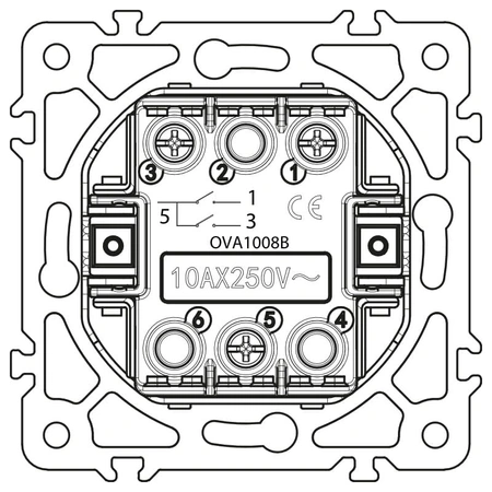 Włącznik podwójny, okrągły, czarny, podtynkowy, moduł bez ramki, 10 A, OVAL