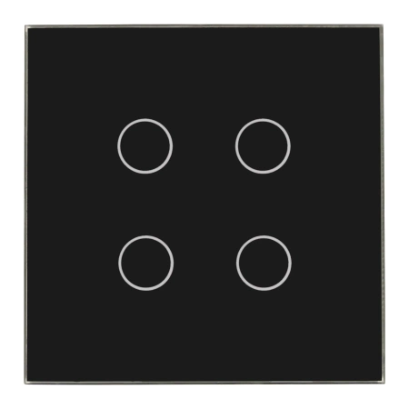 Włącznik poczwórny - dotykowy szklany panel czarny - podtynkowy - TAWOIA Glass