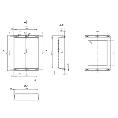 Obudowa 144x198, h=53mm, jasna, Z46 ABS