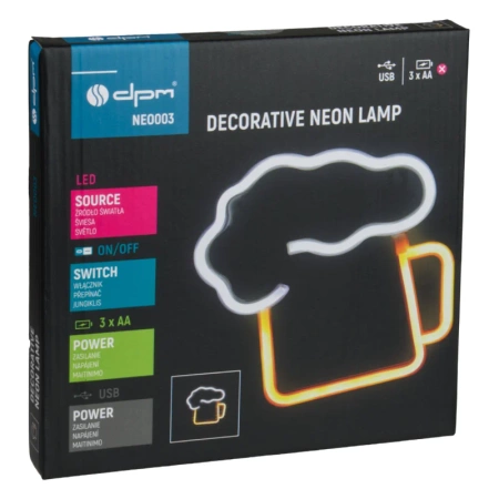 Neon LED "piwo", dekoracja LED 20x20cm zasilanie z baterii lub USB