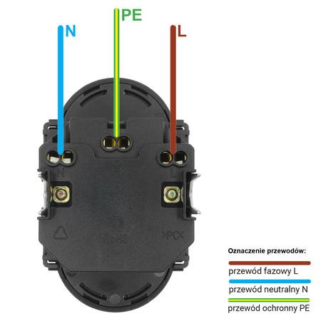 Moduł - Gniazdo elektryczne Schuko podwójne - czarny - Tawoia Glass