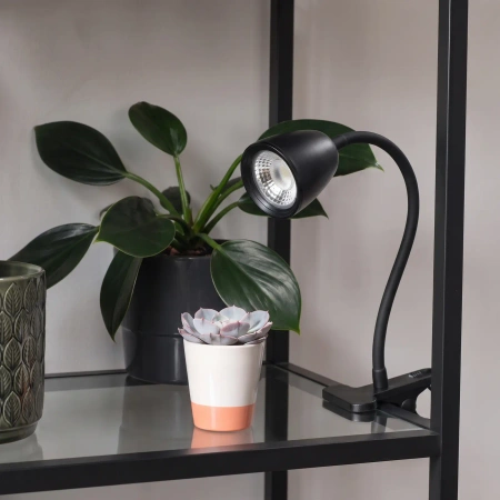 Lampka LED z klipsem czarna, 4 W, 320 lm, 4000 K, zasilanie 230V