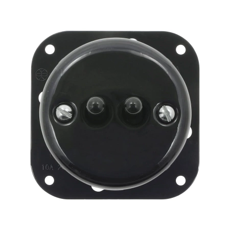 Włącznik światła dźwigniowy ceramiczny, podwójny okrągły z ramką, podtynkowy czarny Ceramic Loft