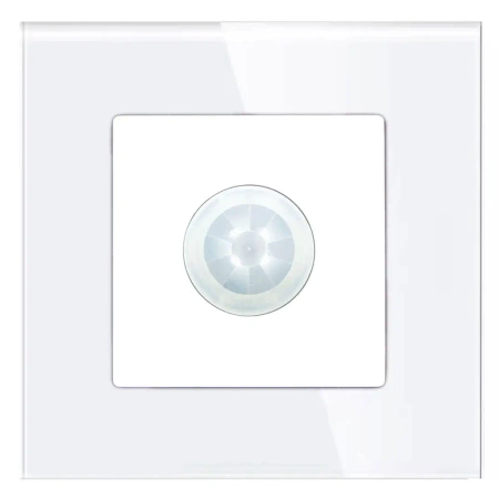 Czujnik ruchu PIR 200W, 60W dla LED - szklana ramka - biały - Tawoia Glass
