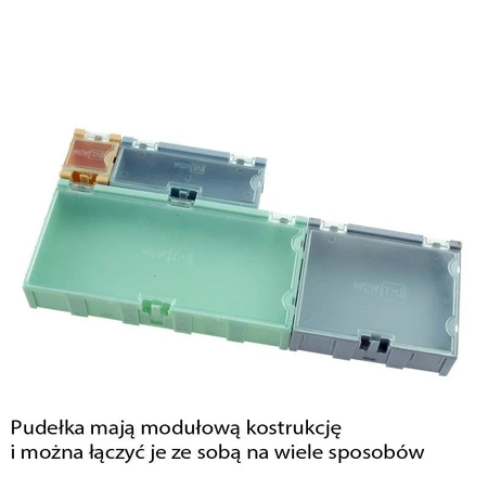 Pudełko, pojemnik modułowy z klapką, 125x60x22mm, Proskit PK4