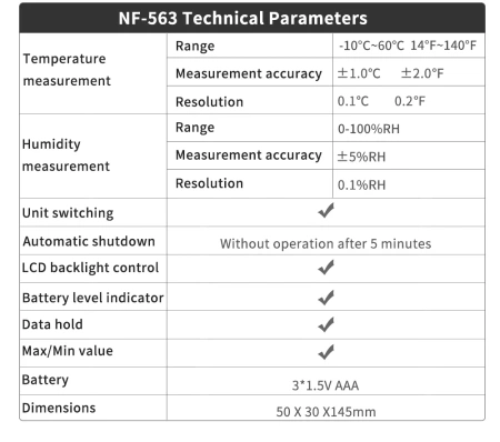 Tester temperatury i wilgotności Noyafa NF-563