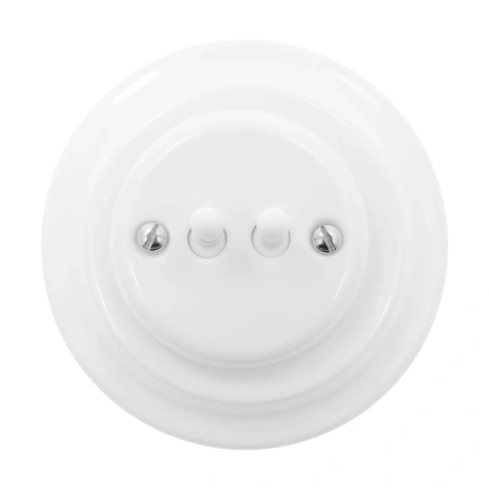 Włącznik żaluzjowy dźwigniowy ceramiczny, okrągły z ramką, podtynkowy biały Ceramic Loft