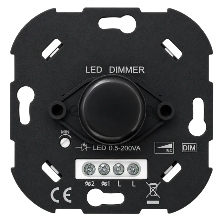 Dimmer LED 0.5-200VA ceramiczny podtynkowy moduł bez ramki okrągły czarny Ceramic Loft