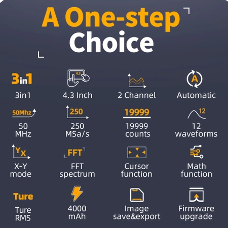 Dwukanałowy oscyloskop z multimetrem i generatorem 50MHz FNIRSI 2C53P