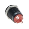 Przycisk wandaloodporny czarny "POWER" chwilowy 2A 250V klawisz płaski, podśw czerwone 12V