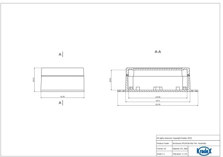 Obudowa hermetyczna z uchem ZP120.80.45 jasnoszara ABS