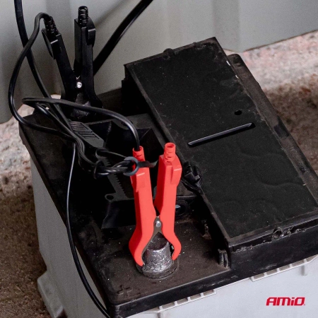 Prostownik AMiO cyfrowy AGM GEL STD LiFePo4 max 6A 6/12V PRO HOOK AMIO-04532