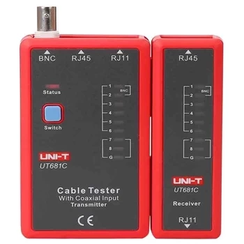 Tester kabli LAN Uni-T UT-681C, RJ45, RJ11 i BNC, przejściówka RJ45-BNC