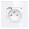 Gniazdo elektryczne IP44 z klapką - szklana ramka - białe - Tawoia Glass