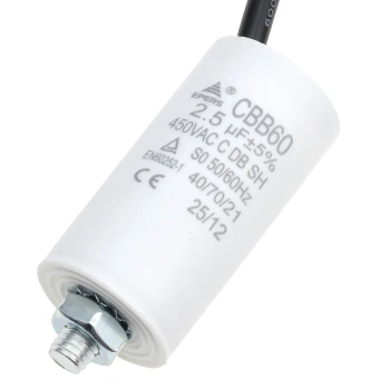 Kondensator rozruchowy do silnika 2,5µF 450VAC, CBB60, przewody 15 cm, Ø30 × 58 mm, EPERS