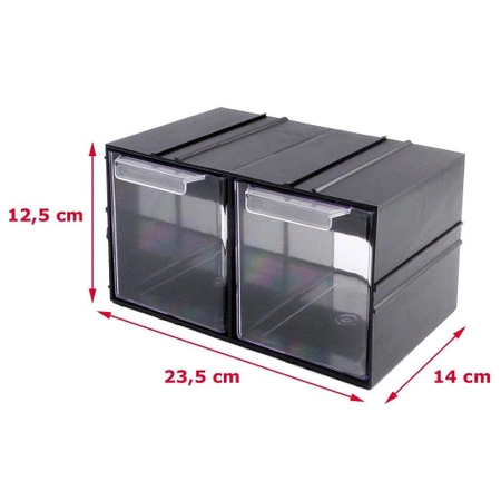 Magazynek szufladkowy modułowy 23x14x12.5cm, 2 szufladki, Konger PX2