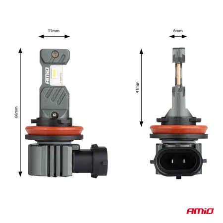Żarówka samochodowa LED 2szt H8 H9 H11 H16 6000K Canbus 60W AMIO-04116 seria HYBRID AMIO-04116