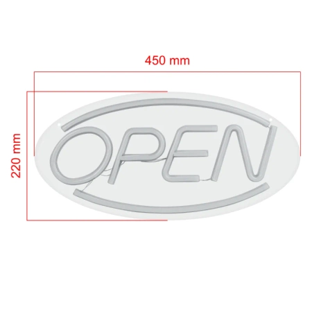 Neon LED "open", dekoracja LED 45x22cm zasilanie z baterii lub USB