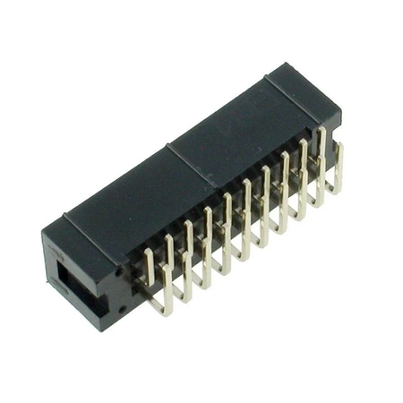 Wtyk IDC 20-stykowy kątowy do montażu na PCB, raster 2,54 mm ze złoconymi stykami, Z-WS20W