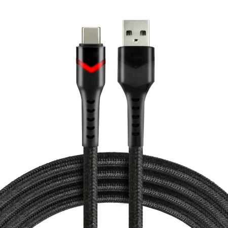 Kabel USB – USB-C RGB LED 1m, szybkie ładowanie 3A, pleciony, czarny – everActive CBB-1CBR