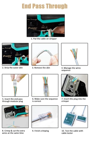 Zaciskarka RJ45 do wtyków przelotowych 8 pin kat.5, Proskit CP-342