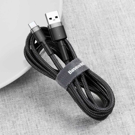 Kabel USB do USB-C 3m, szybkie ładowanie QC3.0 2A, nylonowy oplot, czarny, Baseus