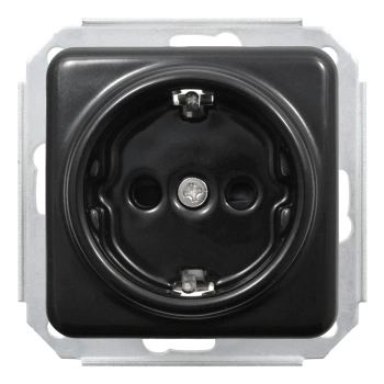 Gniazdo elektryczne Schuko ceramiczne kwadratowe bez ramki, montaż podtynkowy, kolor czarny Ceramic Loft