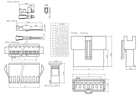 Obudowa wtyku żeńskiego KSF02 r=2.50mm czarny