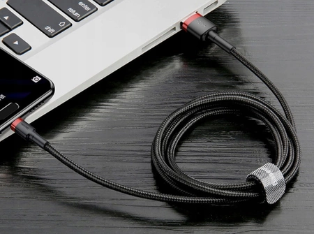 Kabel USB-A - USB-C, 3 A, 0,5 m, szaro-czarny, Baseus, CATKLF-AG1