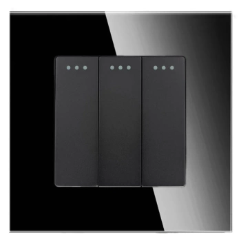 Włącznik światła szklany potrójny - czarny - Tawoia Glass