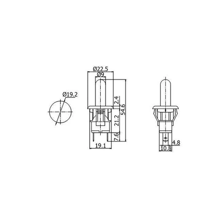 Przycisk (ON)-OFF zwierny prosty, PBS-19C-2W