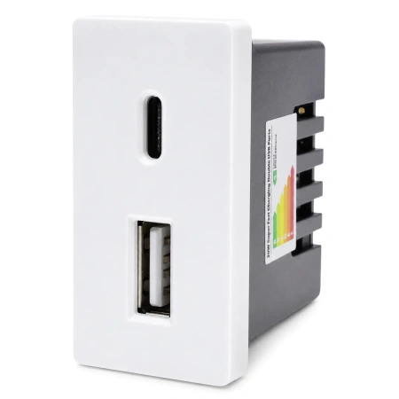 Ładowarka USB 20W super fast USB A+C biały, moduł 1/2 do ramki Tawoia Glass