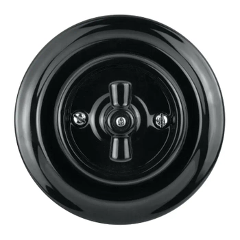 Włącznik żaluzjowy / roletowy obrotowy z ramką, ceramiczny, montaż podtynkowy, kolor czarny Ceramic Loft