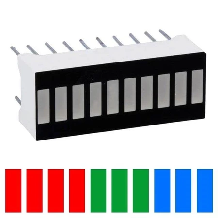 Wyświetlacz LED, linijka: 4x czerwony + 3x zielony + 3x niebieski