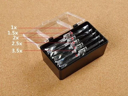 Lupa nagłowna czołowa, 2x LED, powiększenie max 3.5x