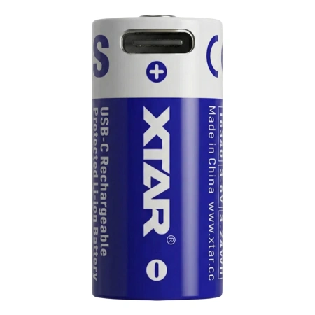 Akumulator Li-Ion 16340 / R-CR123 3.7V 900mAh Z USB i z zabezpieczeniem, Xtar