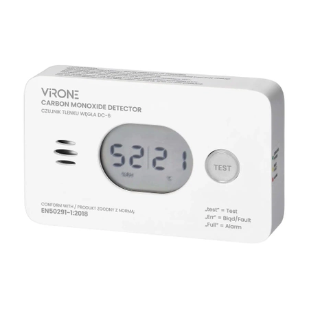 Zestaw czujników dymu i czadu, na baterie, żywotność 10 lat, Virone DC-7