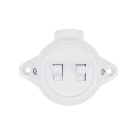 Włącznik światła podwójny, montaż natynkowy, kolor biały, seria Retro PRL