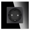 Gniazdo elektryczne pojedyncze Schuko - szklana ramka - czarne - Tawoia Glass