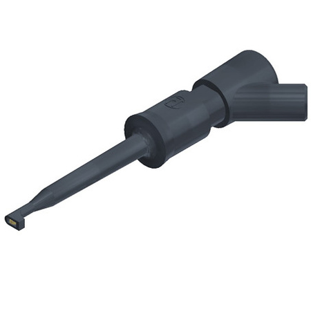 Chwytak haczykowy miniaturowy 66mm z gniazdem 2mm, czarny