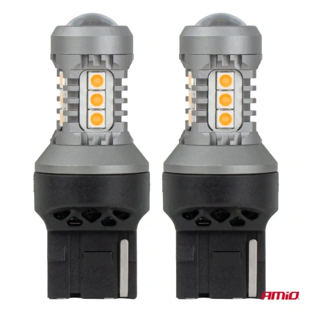 Żarówki LED WY21W 7440 do kierunkowskazów, pomarańczowe, 12/24 V, 15 diod SMD 3030, 2 szt. - AMiO 04997