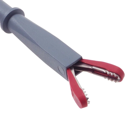 Chwytak krokodyl 155mm z gniazdem 4mm 20A, czerwony