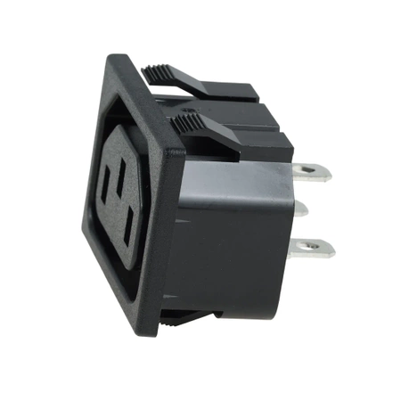 Gniazdo zasilania IEC żeńskie, zatrzaski