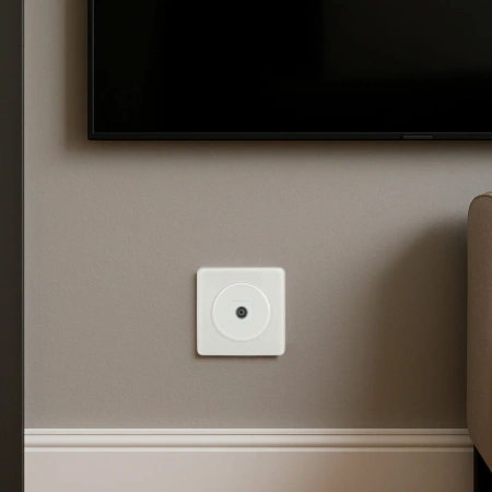 Gniazdo antenowe TV, kolor biały, montaż podtynkowy, OVAL Electromalt OVA1014W