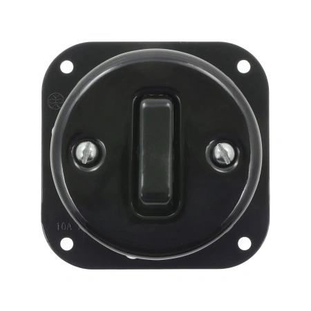 Włącznik światła pojedynczy ceramiczny, okrągły z ramką, podtynkowy czarny Ceramic Loft