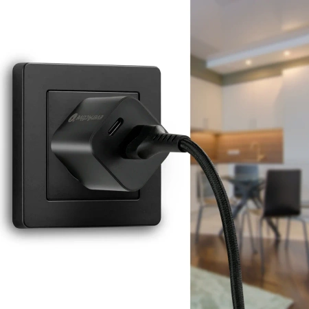 Kabel USB – USB-C RGB LED 1m, szybkie ładowanie 3A, pleciony, czarny – everActive CBB-1CBR