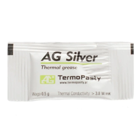 Pasta termoprzewodząca AG Silver z dodatkiem srebra - 3,8 W/mK, -50°C do 250°C - saszetka 0.5g - AGTermoPasty AGT-143