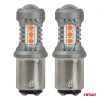 Żarówki LED P21/5W BAY15D czerwone stop-pozycja, 12/24 V, 15 diod SMD 3030, 2 szt. - AMiO 05004