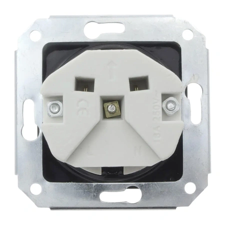 Gniazdo elektryczne Schuko ceramiczne kwadratowe bez ramki, montaż podtynkowy, kolor czarny Ceramic Loft