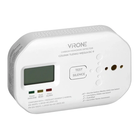 Czujnik czadu / tlenku węgla VIRONE DC-9 - LCD, 2xAA, sensor 10 lat